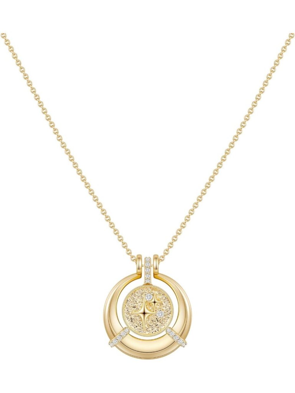 Elegant Hamsa Hand Pendant Necklace with CZ Evil Eye, 14K Gold Plated Charm